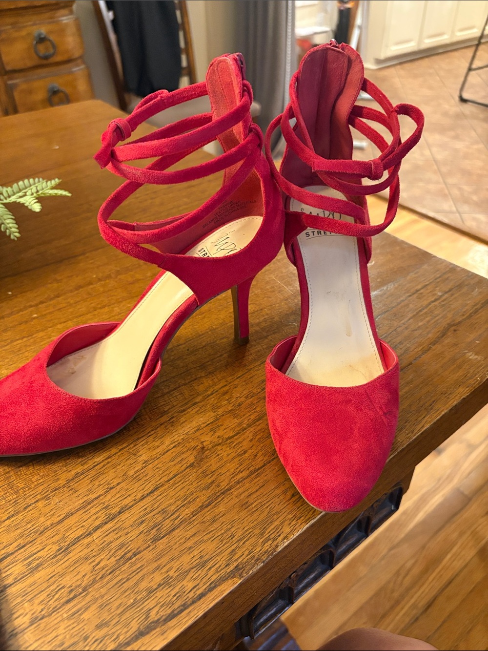 Impo Red Strappy Pointed-Toe Stiletto Heels